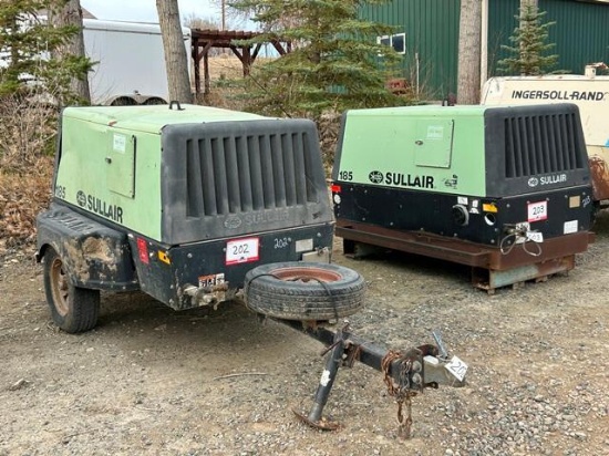 2005 SULLAIR Model 185DPQJD, 185CFM Portable Air Compressor, s/n 004-148469, powered by John Deere 4