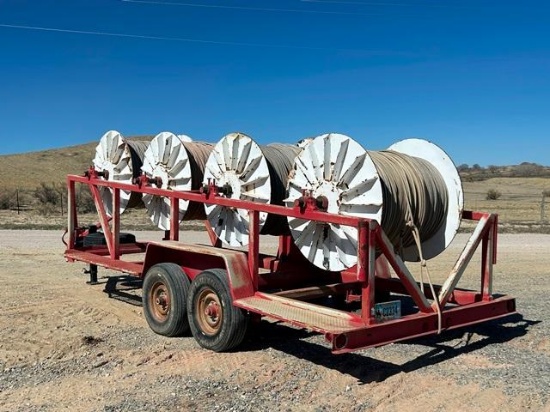 2003 Shop Made Tandem Axle Reel Trailer, VIN# S42807W, (4) removable reels with approximately 8,000'