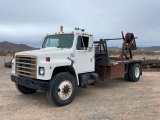 MORGAN Model LH-28, 8' Hydraulic Power Reel Stand, mounted on 1984 IHC Model 1954 Single Axle