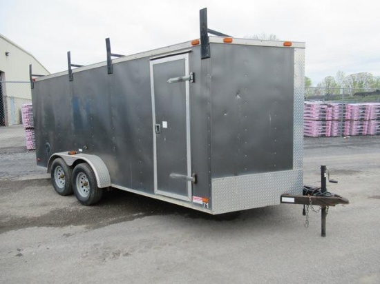 2013 BENDRON 16' V-Nose Tandem Axle Enclosed Utility Trailer, VIN# 5UZBE1621DD025003, equipped with