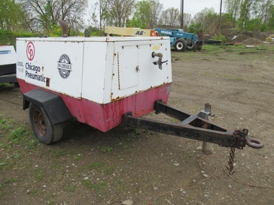 CHICAGO PNEUMATIC Model CPS185, 185CFM Portable Air Compressor, s/n 15908, powered by JD diesel