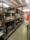 (5) Metal Racks and Contents Including: plastic pipe fittings (BUYER MUST LOAD)