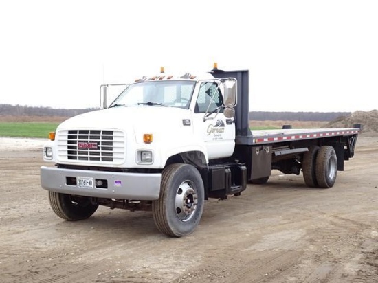 1997 GMC Model C7500 Single Axle Flatbed Truck, VIN# 1GDM7H1J5VJ519237, powered by Cat 3116 diesel