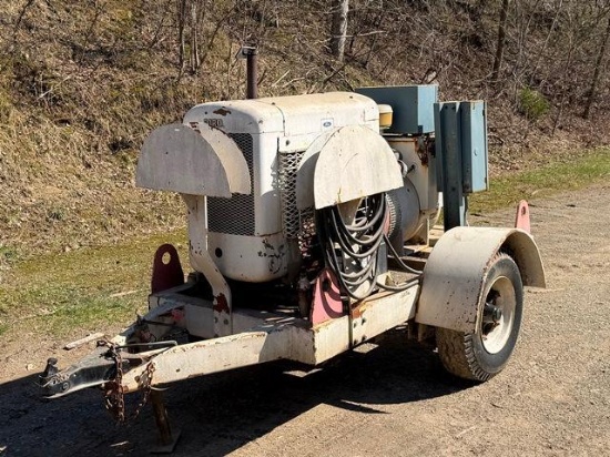 LIMA Model A27750WD Portable Generator, powered by Ford 4 cylinder diesel engine, with 8-14.5 tires.