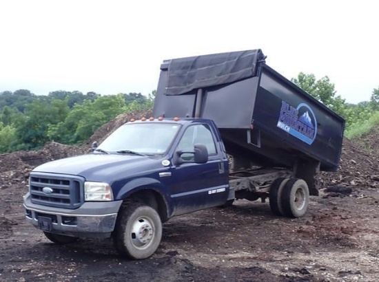 2006 FORD Model F-350XL Super Duty 4x4 Mulch Delivery Dump Truck, VIN# 2FDWF37506ED92173, powered by