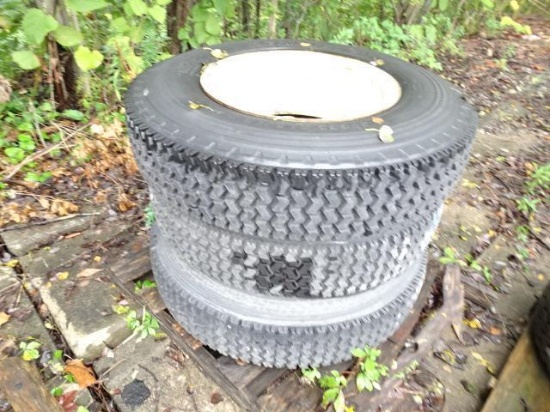 (3) 10.00R20 Tires, with rims