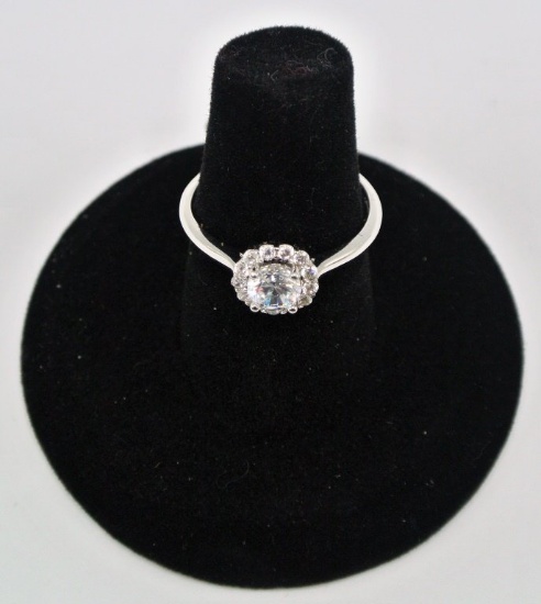 .925 Silver Circle CZ Halo Ring .925 Silver Circle CZ Halo Ring. Size 7. Fofeited Asset# 8555. Case#