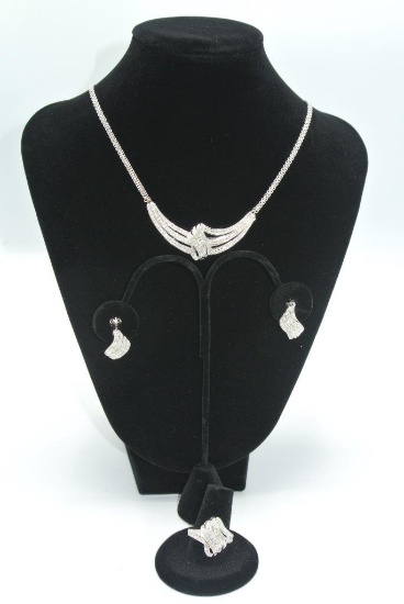3 Piece Diamond Ring, Earring and Necklace Set Diamond  Ring, Earring and Necklace Set. With A 1/2