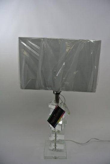 Lamp, Variegated Crystal Stack With Shade Add sparkle to any room with this contemporary crystal gla