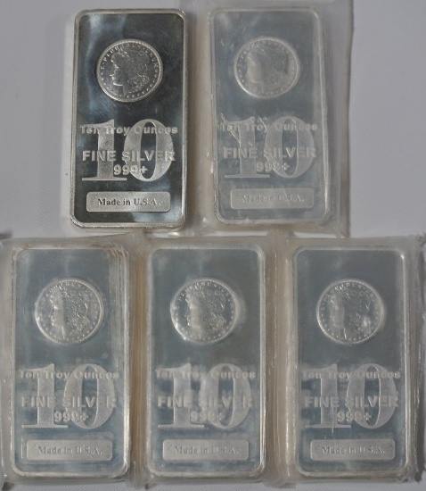 10 troy ounce silver bars Bar Highlights:  Contains 10 oz of .999 fine Silver.  Eligible for Preciou