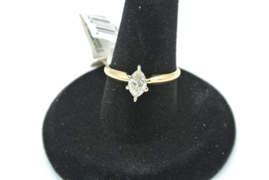 1/2 ctw solitaire marquee diamond ring 1/2 Carat Solitaire Marquee Cut Diamond. Set In 14kt Yellow G