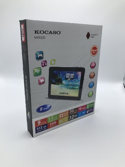 Kocaso MX9200, 9" Tablet KOCASO MX9200 Tablet. 9" 800x480 Multi-touch screen, 1.2 GHz Quad-Core, Qua