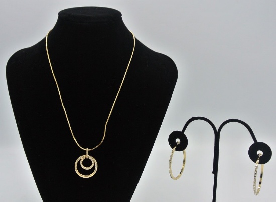 Gold Colored 19â€ Necklace & Earrings Gold Colored 19â€ Necklace w/Gold Colored Hoop Earrings main