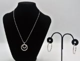 Silver 19â€ Necklace w/ Silver Hoop Earrings Silver 19â€ Necklace w/ Silver Hoop Earrings main mat