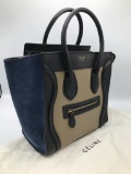 Blue & Tan Celine Bag The Celine Luggage tote features a casual yet luxurious style, it is simple an