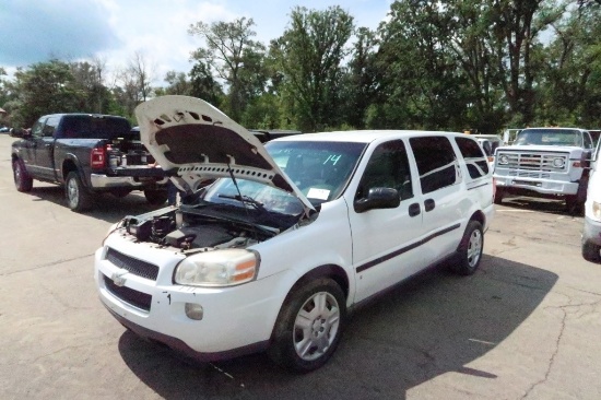 07 Chevrolet Uplander  Subn WH 6 cyl  No Start 8/30 AT PB PS R AC PW VIN: 1GNDV23W87D205672; Defects