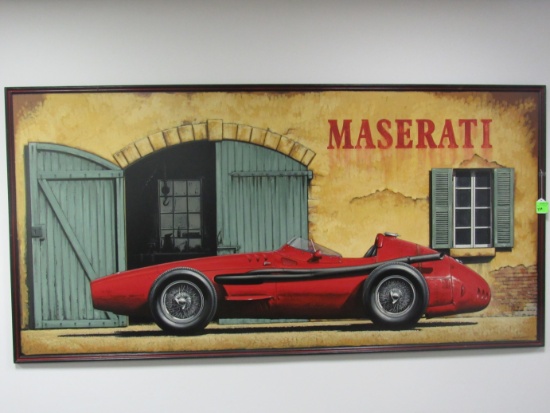 Signed acrylic on board, Maserati, signed in lower right corner Tony Upson,