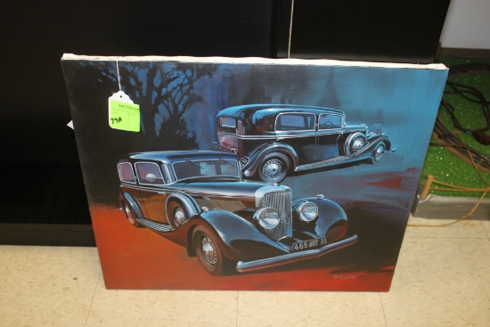 Oil on canvas, Packard, by Donald Wiland, approximate size 20" x 24", signe