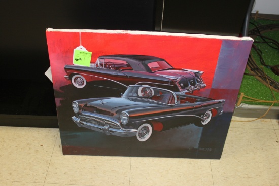 Original oil on canvas, Buick Skylark, by Donald Wiland, approximate size 2