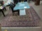 Persian rug, blue background, 12'4
