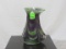 Jean Claude Novaro, green and purple vase, handmade glass, signed on the bo