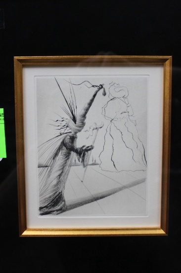 Salvador Dali, L Illusioniste, engraving printed on paper, 5-3/4" x 4-5/8",