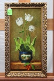 Unknown artist, flowers in a vase, oil on canvas, 11-1/2