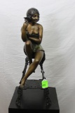J. Mir, Champagne Lady, bronze sculpture, height 29