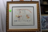 Salvador Dali, Diane de Poitiers, dry point etching with colored equating,