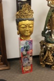 Oriental head on a pedestal, wooden