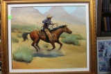 Robert White, Cowboy, original oil, 42-1/2