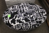 Black and white hassock covered with fabric, width 30