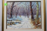 Tertanger, Winter Scene, original oil, 29-1/2