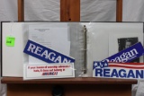 Notebook with Ronald Reagan memorabilia including pictures, bumper stickers