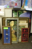 Eight miscellaneous prints and mixed media pieces