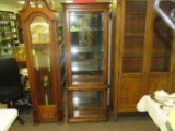 Glass and wood frame curio cabinet with glass shelves, 25