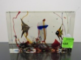 Signed Barbini Cenedese Murano art glass aquarium block, 12