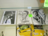 Three signed photographs and caricatures