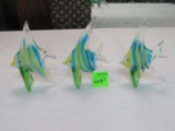 Three art glass fish, signed Veni