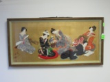 Framed 3D in relief scene of geisha girls, 47