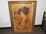 Oil glaze on canvas by Edna Hibel, Shizue, image of an Oriental woman