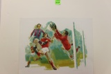 Fifteen pieces, Sports prints, some by Merv Corning, football prints, some
