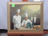 Unknown artist, Two Chefs, original oil, 23-1/2