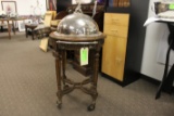 Silverplate serving cart with lion decoration