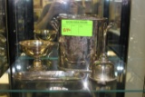 Silverplate bottle chillers and serving pieces