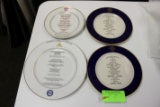 Four miscellaneous dinner celebration plates