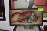 Framed embossed lobster and oyster, 5