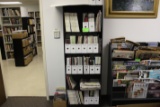 Bookshelf and contents of auction catalogs, wine and restaurant related lit
