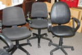 Three office chairs, swivel