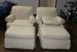 Pair of chairs with ottomans